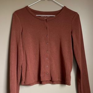 American Eagle burnt orange button cardigan top